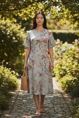 GP &J Baker/H&M Tea Party Floral Midi Dress Size:6 Color: Multicolor
